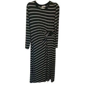 Scotch Soda Size L Green Stripe Long Sleeve Twist Front Jersey‎ Maxi Dress